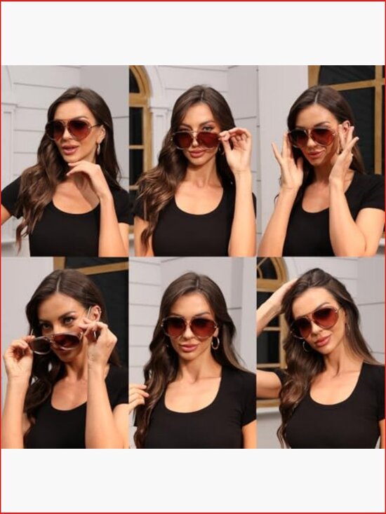 Retro Oversized Aviator Sunglasses Polarized UV Protection Lightweight Metal main image 4